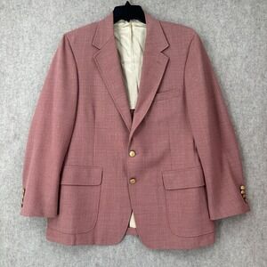 VTG 90s Pink Gold Buttons Van Julian Blazer Jacket Sport Suit‎ Coat Hopsack 40R